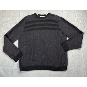 Calvin Klein Sweater Mens Size XL Pullover Long Sleeve Stripes Black Dark Gray